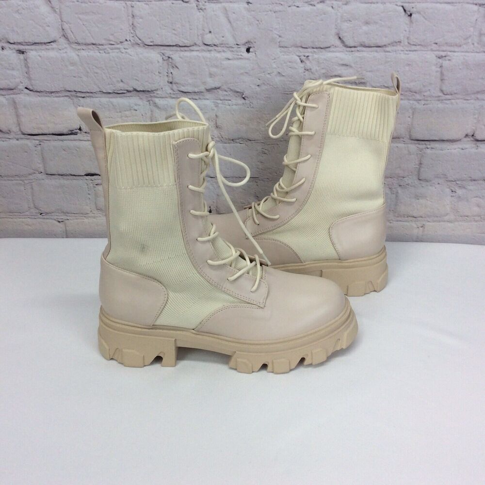 EGO Chunky Sole Combat Boot Light Academia Biker Women US 8.5(UK 6) Faux Leather - Picture 8 of 10